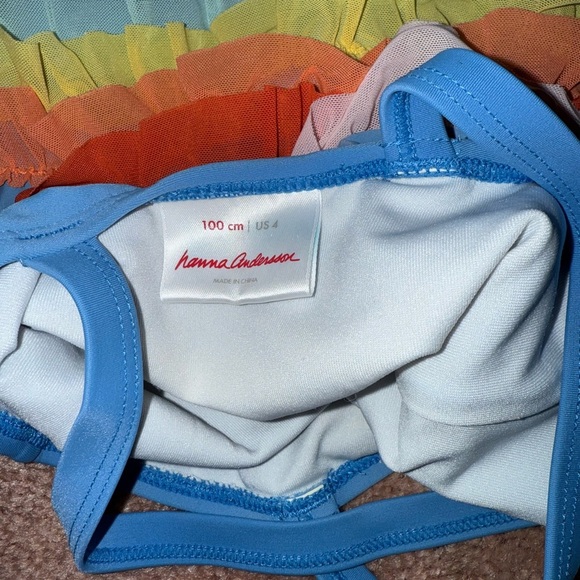 Hanna Andersson Blue One Piece with Rainbow Ruffles - Picture 2 of 3